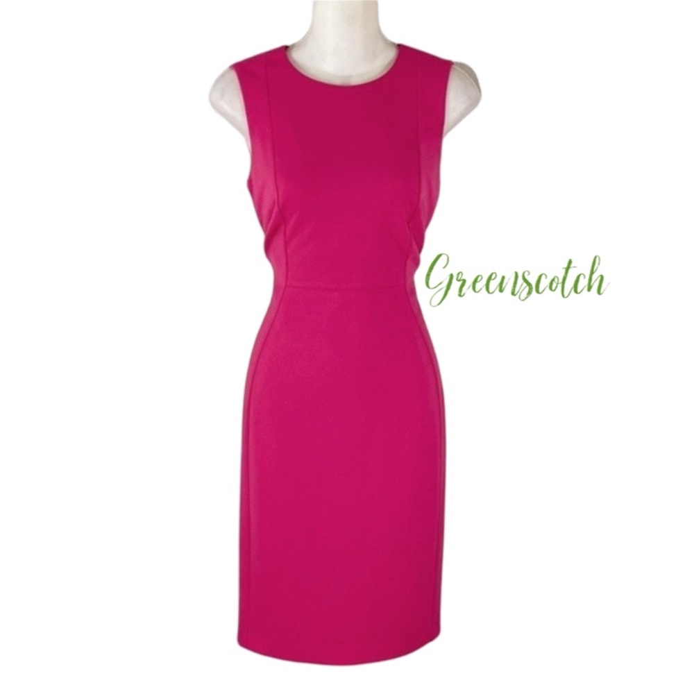 Calvin Klein hot pink stretch crepe sleeveless sheath dress 2 DD19